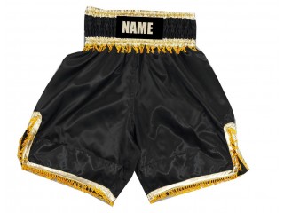 Personalized Black Boxing Shorts , Boxing Trunks : KNBSH-035-Black